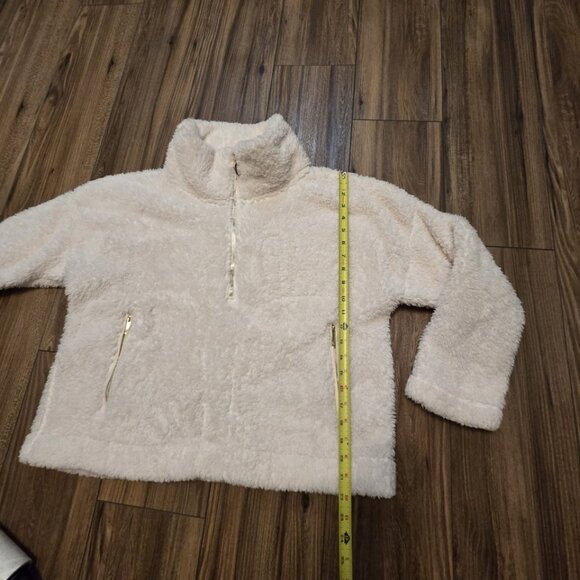 WOMENS TOMMY HILFIGER 1/4 ZIP SHERPA FAUX FUR SUPER SOFT SWEATER LARGE EUC (846) - Picture 3 of 6